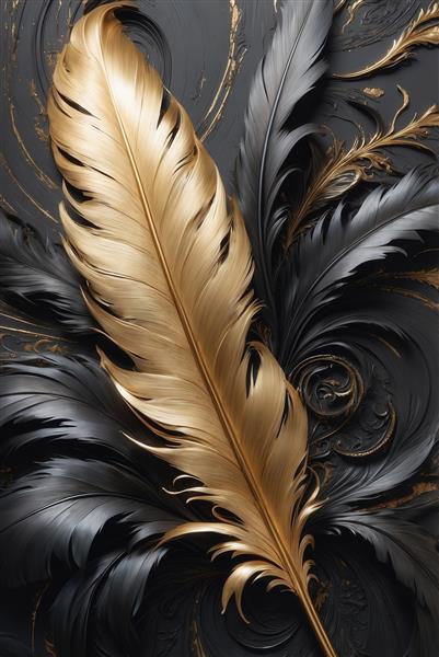 طرح مینیمال تک پر طلایی درخشان برای تابلو مدرن