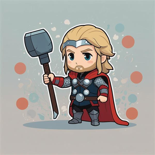 عکس ثور فانتزی با پتک بزرگ و زمینه گرافیکی