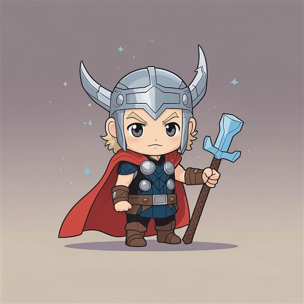 عکس ثور فانتزی با کلاهخود شاخدار و گرز جادویی