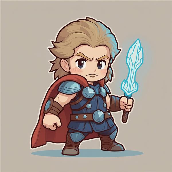 طرح ثور فانتزی با شمشیر کریستالی و لباس زرهی