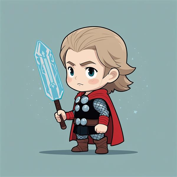 عکس ثور کارتونی با شمشیر درخشان و سبک فانتزی