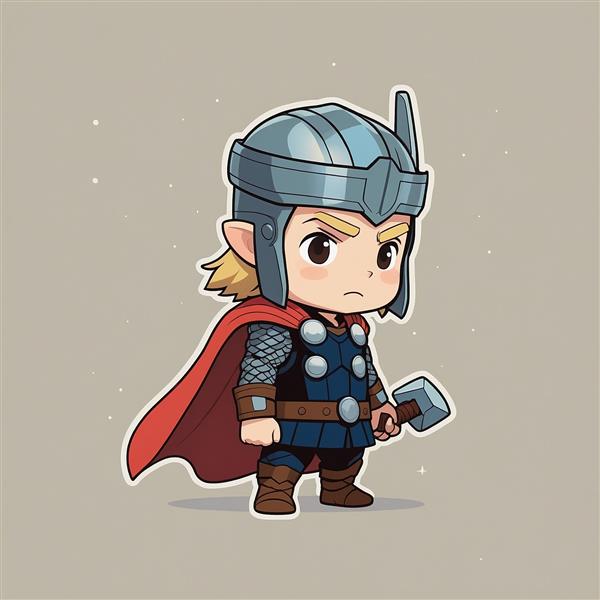 تصویر ثور فانتزی با پتک میولنیر و جزئیات دقیق