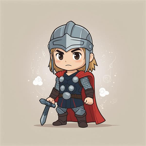 طرح ثور فانتزی کوچک با شمشیر و کلاهخود جنگی