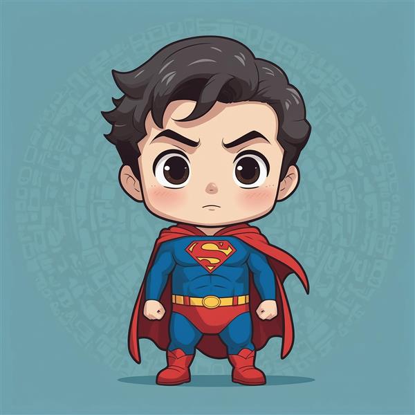 طرح کاراکتر سوپرمن کارتونی با پس‌زمینه دایره‌ای اسلیمی