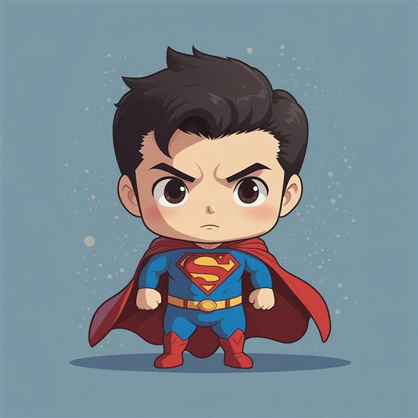 وکتور سوپرمن کارتونی با چهره مصمم و شنل باز