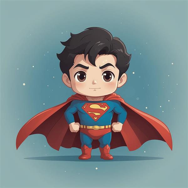 عکس سوپرمن کارتونی ایستاده با دست بر کمر