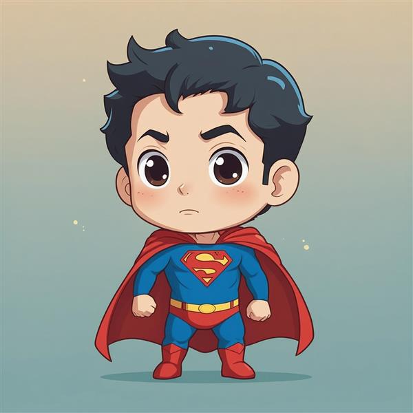 تصویر سوپرمن کارتونی با چهره جدی و کیفیت بالا