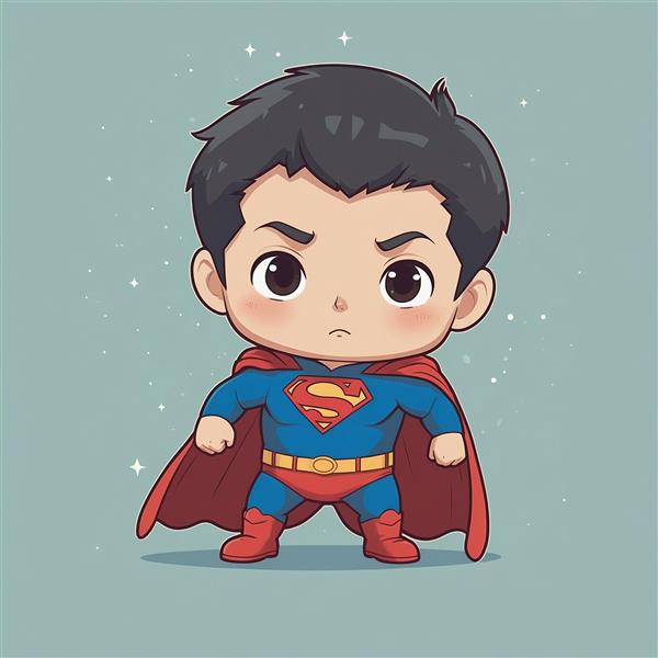 طرح سوپرمن کارتونی با ژست قدرتمند و جزئیات بالا