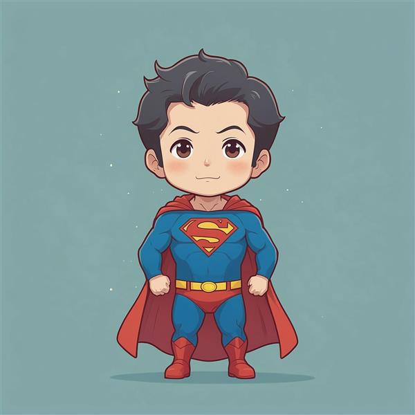 طرح کاراکتر سوپرمن کارتونی با لبخند ملایم و باکیفیت