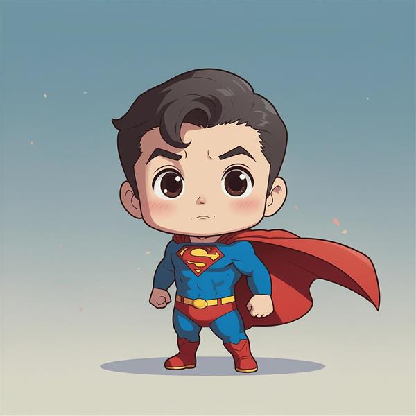 طرح سوپرمن فانتزی ایستاده با فیگور کلاسیک و شنل قرمز