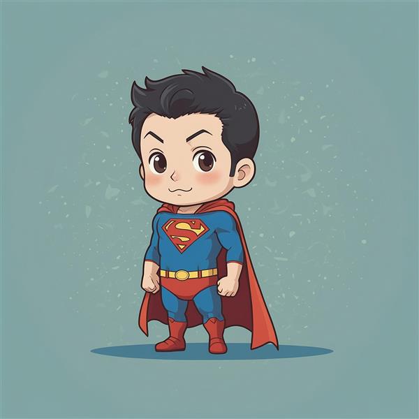 تصویر سوپرمن کارتونی فانتزی با نگاه مهربان و شنل قرمز