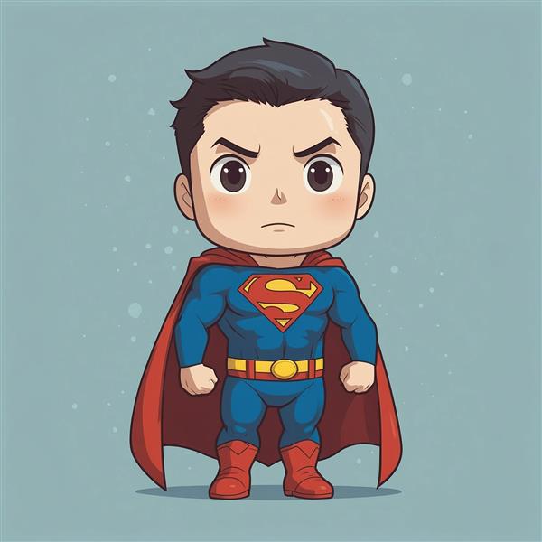طرح سوپرمن کارتونی فانتزی با چهره جدی و مقتدر باکیفیت