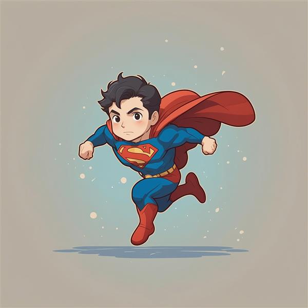 طرح سوپرمن فانتزی در حال دویدن سریع با شنل قرمز