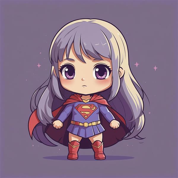 تصویر کاراکتر دختر سوپرمن با موهای بنفش و هایلایت روشن