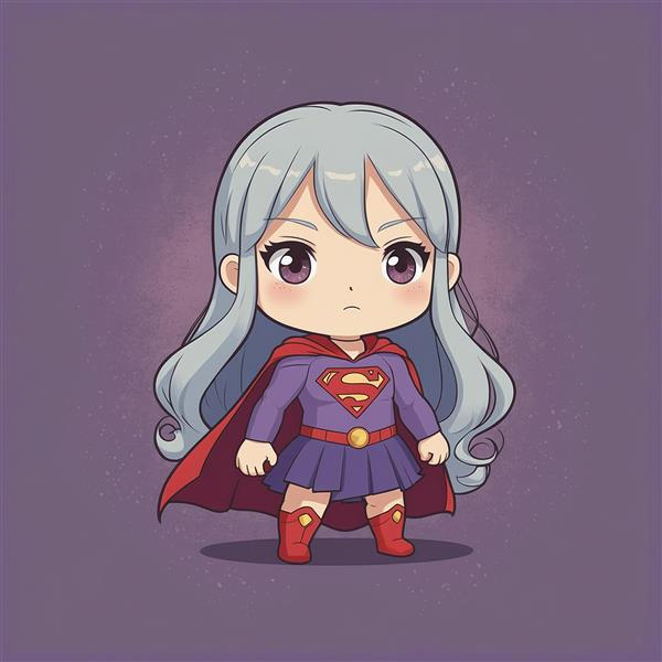 عکس کاراکتر دختر سوپرمن با موهای نقره‌ای و شنل قرمز