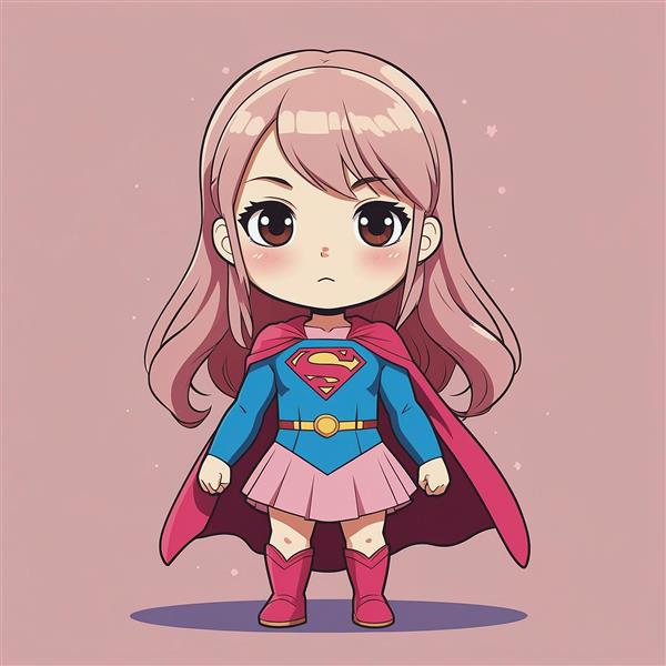عکس کاراکتر سوپرگرل با موهای قهوه‌ای روشن و شنل قرمز