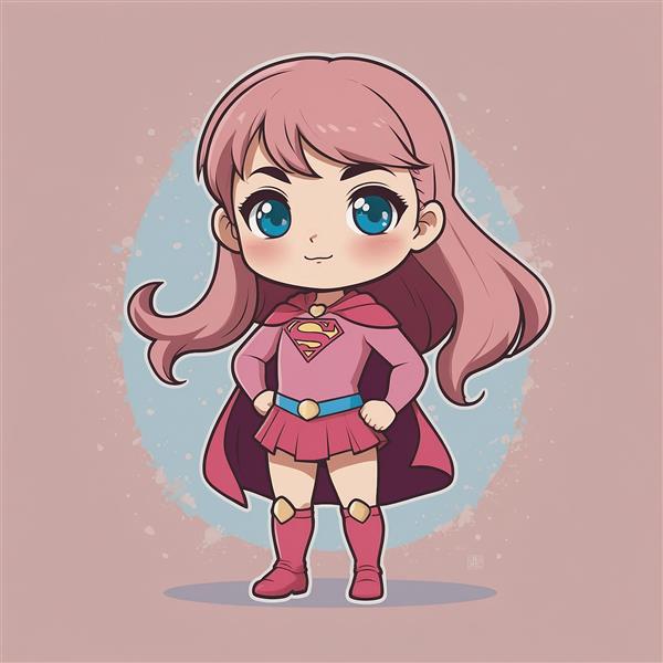 تصویر سوپرگرل با لباس صورتی و موهای بلند حالت‌دار