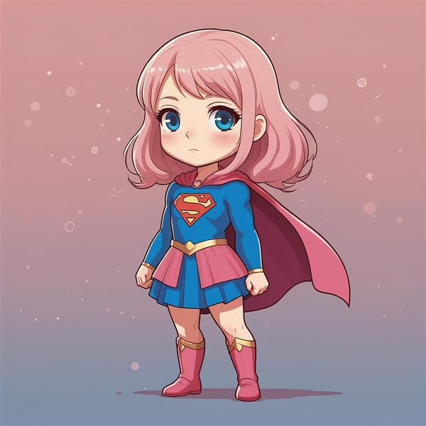 عکس دختر سوپرمن فانتزی با موهای صورتی و ژست خاص