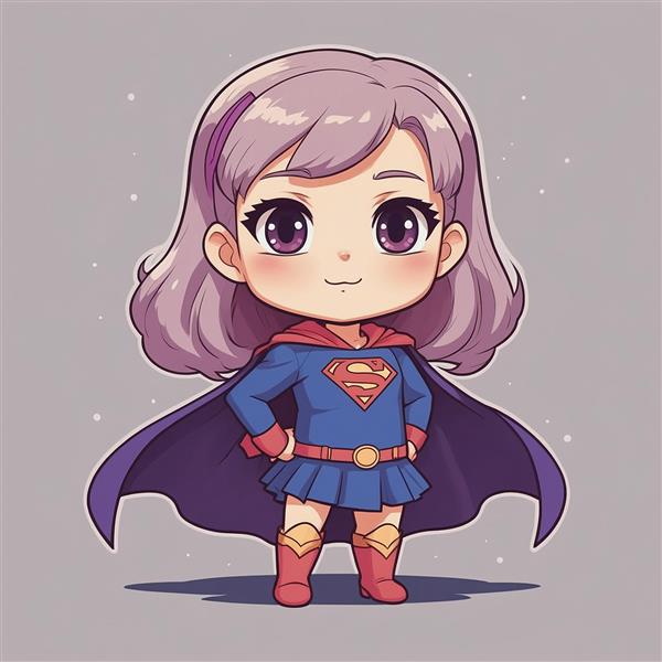طرح فانتزی دختر سوپرمن با موهای یاسی و شنل بنفش