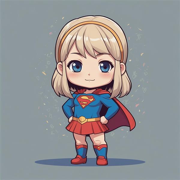 تصویر سوپرگرل کارتونی با موهای روشن و لبخند ملایم