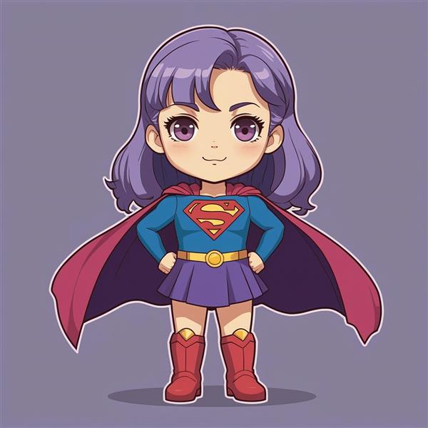 طرح سوپرگرل فانتزی با موهای بنفش و استایل قدرتمند