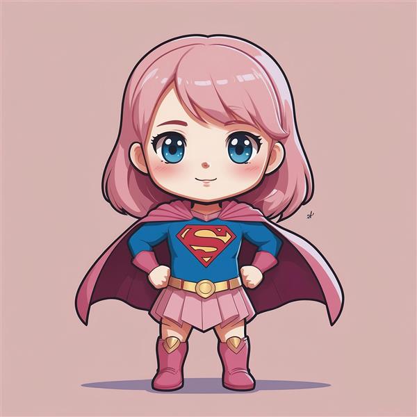 تصویر کاراکتر دختر سوپرمن کارتونی با موهای صورتی