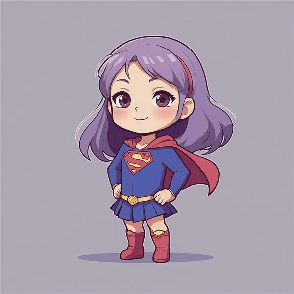 عکس سوپرگرل فانتزی با موی بنفش و لبخند ملایم