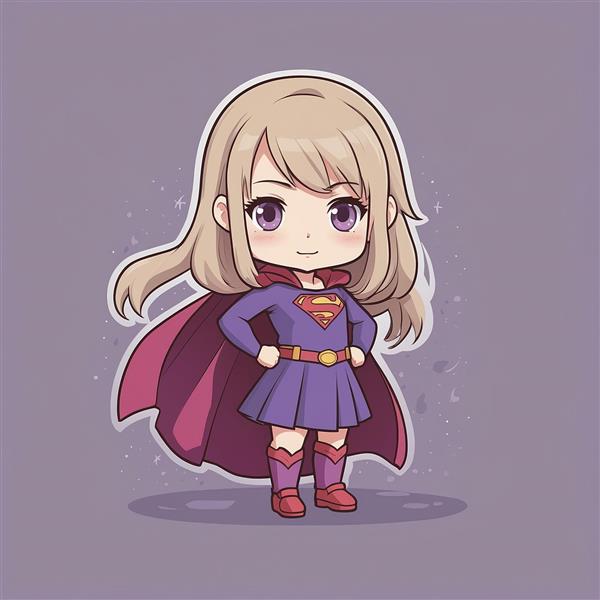 عکس سوپرگرل فانتزی با لباس بنفش و شنل تیره