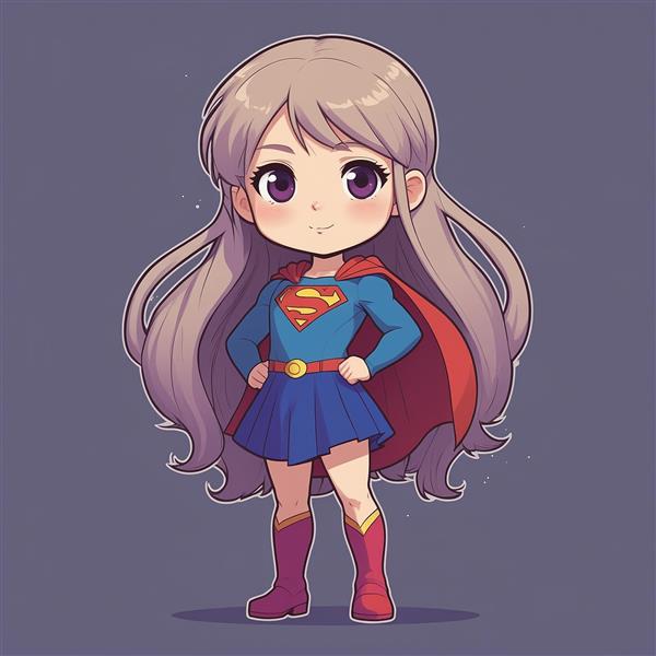 طرح سوپرگرل کارتونی با موهای بسیار بلند و مواج