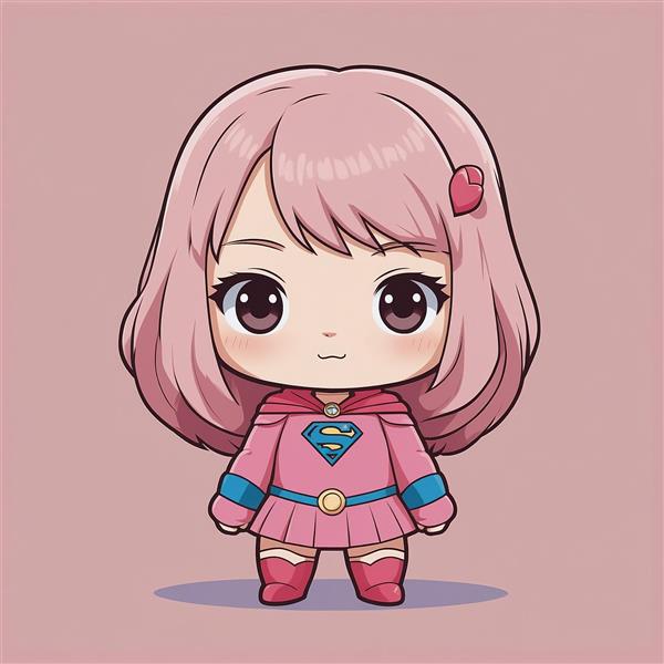 عکس سوپرگرل فانتزی با لباس صورتی و موی چتری