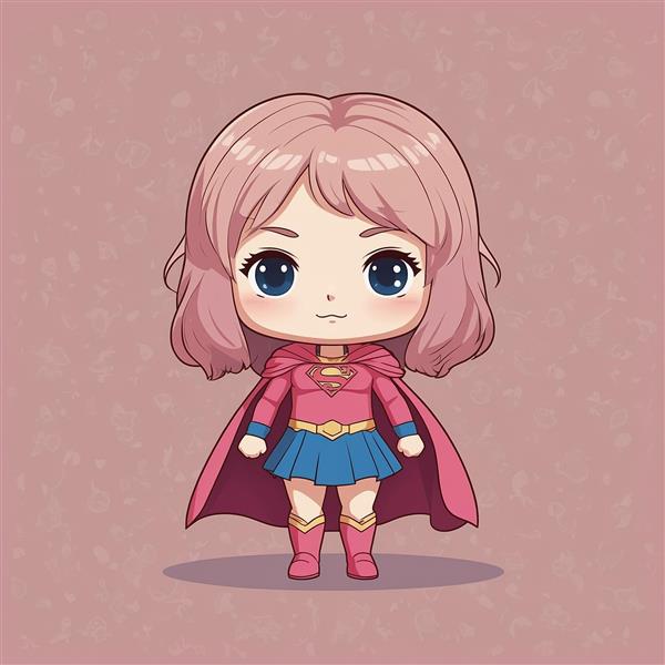 عکس کاراکتر سوپرگرل فانتزی با مو و لباس صورتی