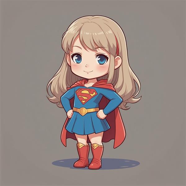 طرح گرافیکی سوپرگرل با موی بلوند و چشمان آبی