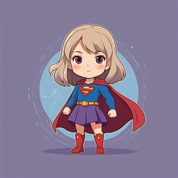 عکس سوپرگرل فانتزی با شنل قرمز و پس‌زمینه دایره‌ای