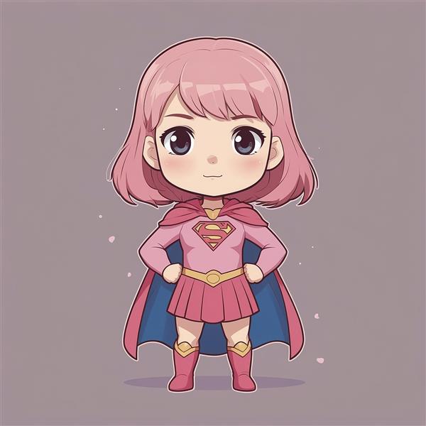عکس سوپرگرل فانتزی صورتی با موهای کوتاه باکیفیت