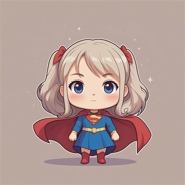 عکس دختر سوپرمن فانتزی با پاپیون قرمز و چهره بامزه