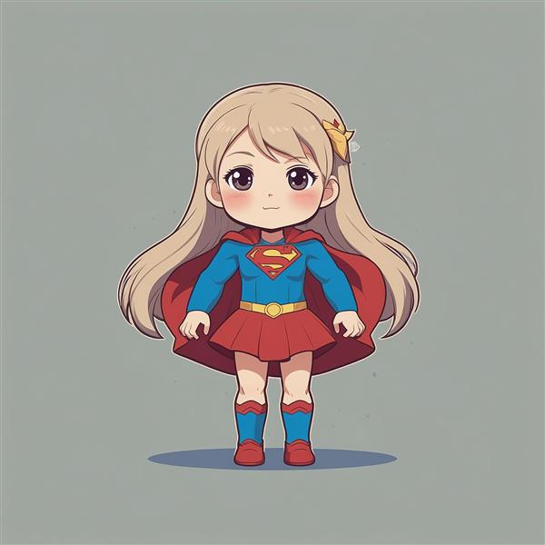 تصویر دختر سوپرمن فانتزی با موهای بلند و استایل کارتونی