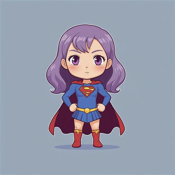 تصویر دختر سوپرمن کارتونی با لباس کلاسیک و سبک فانتزی