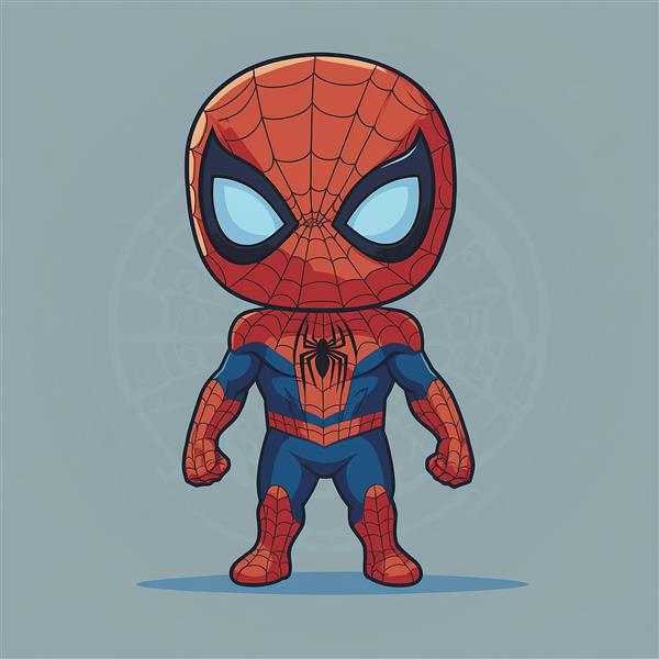 طرح مرد عنکبوتی کارتونی با آرم عنکبوت بزرگ