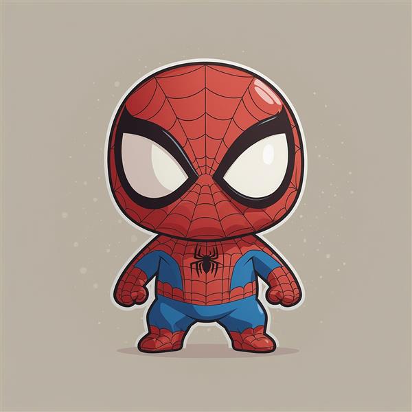 تصویر کارتونی مرد عنکبوتی با خطوط دور سفید