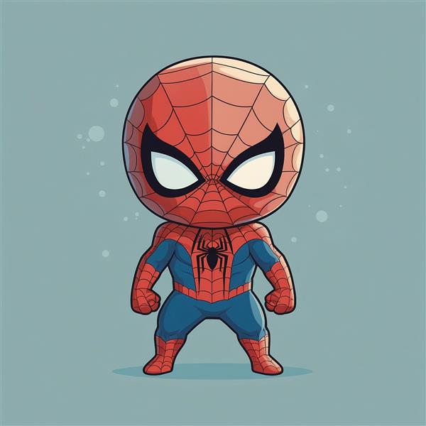عکس مرد عنکبوتی فانتزی با پس‌زمینه آبی ملایم