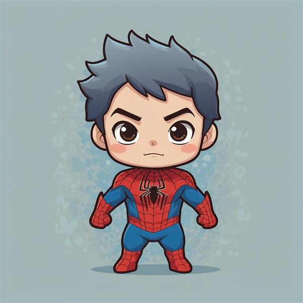 طرح پیتر پارکر کارتونی با لباس مرد عنکبوتی