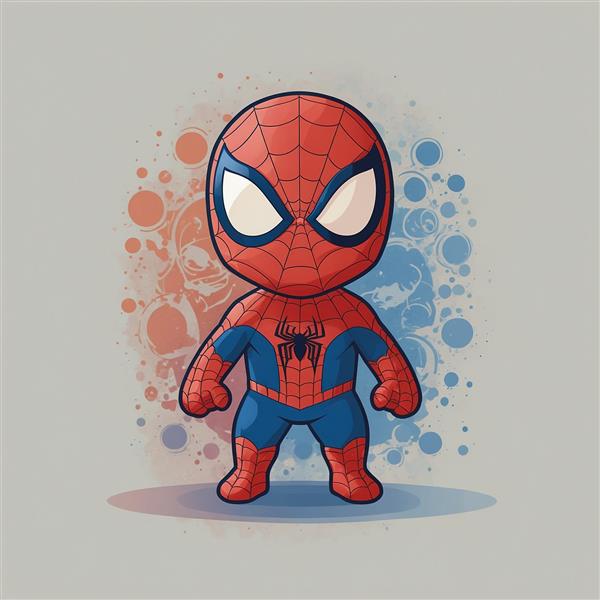 عکس مرد عنکبوتی کارتونی با المان‌های گرافیکی رنگی
