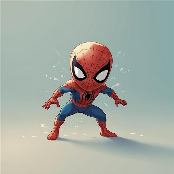 طرح مرد عنکبوتی کارتونی در حالت آماده‌باش و اکشن