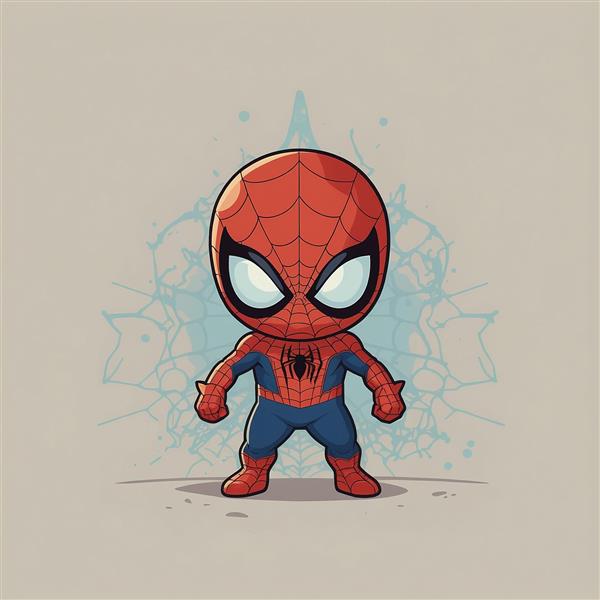 عکس مرد عنکبوتی فانتزی با پس‌زمینه تار عنکبوت آبی