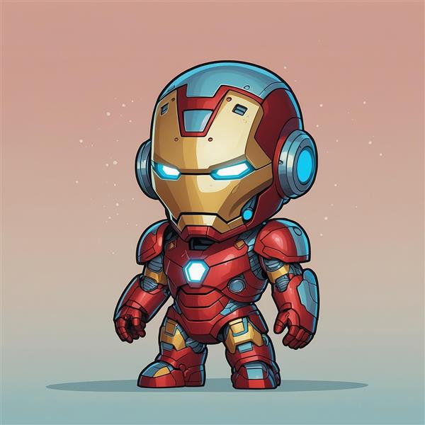 طرح مرد آهنی فانتزی با جزئیات آبی و زره کلاسیک