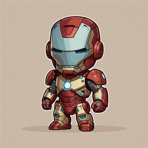 تصویر مرد آهنی فانتزی با کلاهخود براق و بدنه فلزی