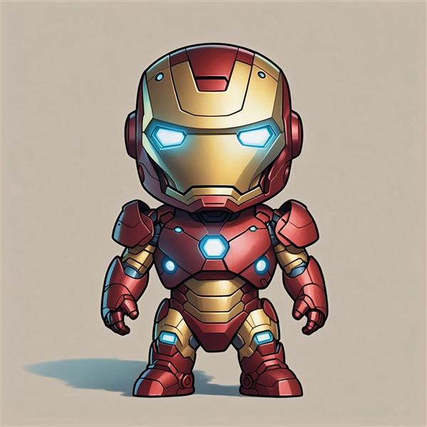 طرح مرد آهنی کارتونی باکیفیت با جزئیات زره قرمز