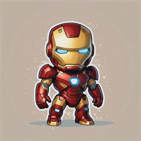 تصویر مرد آهنی فانتزی قدرتمند با استایل چبی