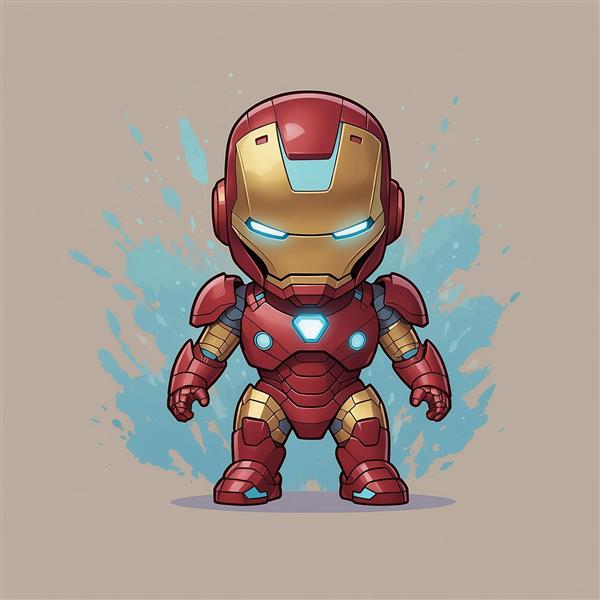 طرح مرد آهنی کارتونی با پس‌زمینه رنگی ملایم