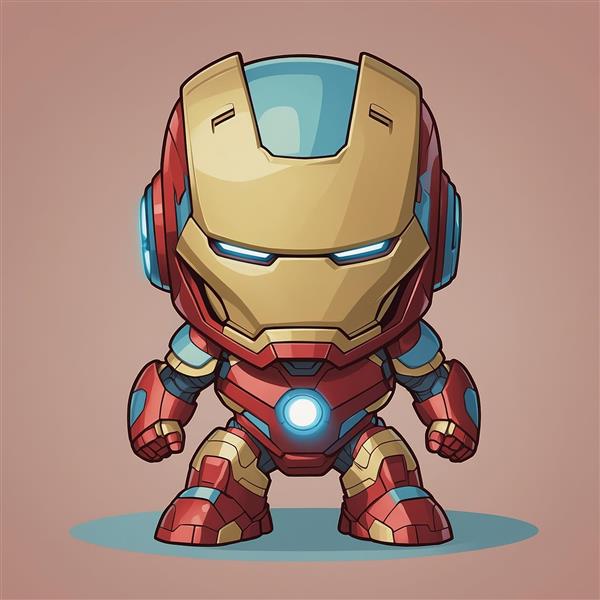 طرح مرد آهنی مینیمال با هاله آبی باکیفیت